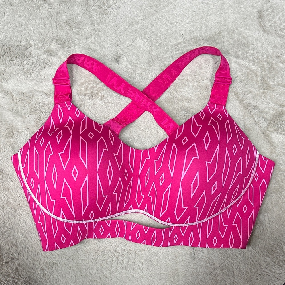 Adidas x IVY PARK Pink Monogram Cross-back Sports Bra Size 2X